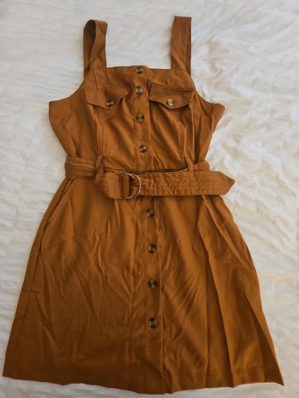J for Justify Caramel Button-Front Mini Dress with Belt